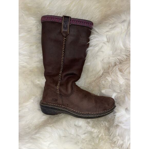 UGG Sherpa Lined Tall Brown Suede Boots Women's Shoe Size 6 - Picture 4 of 9